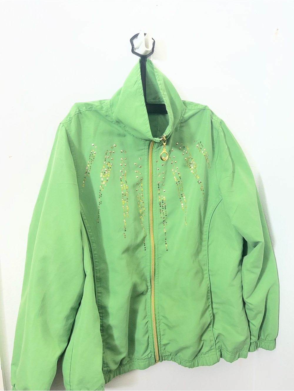 Activology Green Track Jacket Full Zip Sequin Detail Embellished Zip-Up Jacket